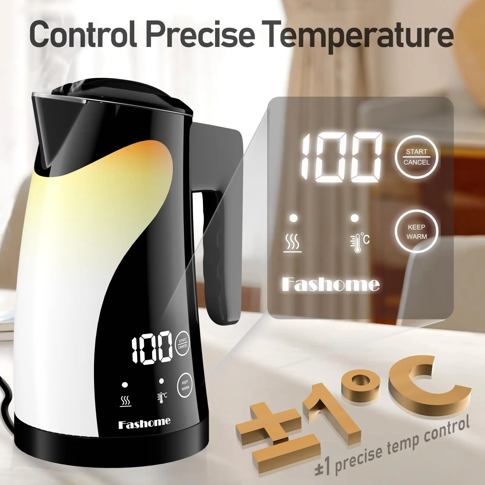 Kitchen 1.25L Coffee Electric Kettle Stainless Steel Hot Water Boiler Temperature Control Fashome Electric Kettle 1300W Tea Pot 4 Kitchen 1.25L Coffee Electric Kettle Stainless Steel Hot Water Boiler Temperature Control Fashome Electric Kettle 1300W Tea Pot 4