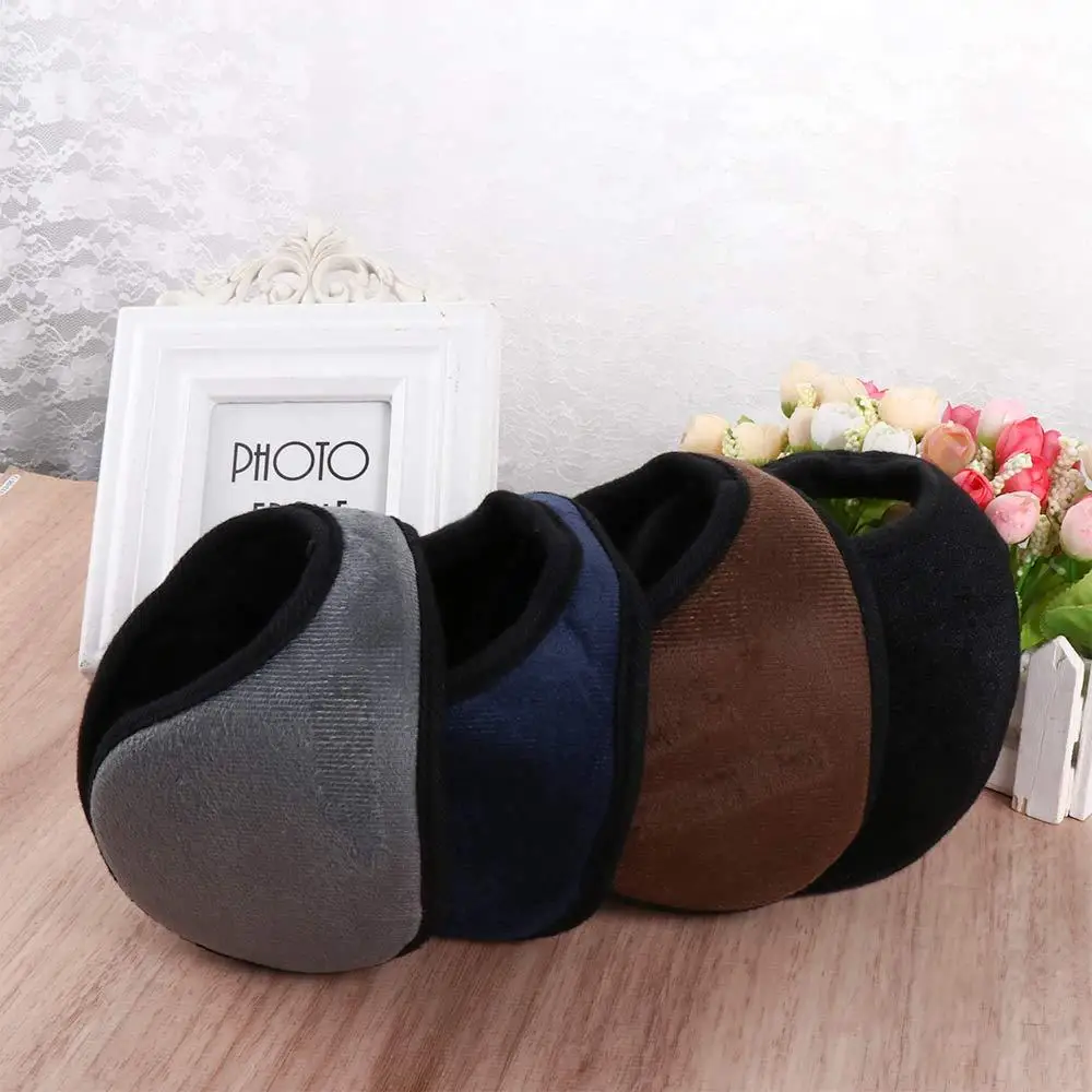 Winter Warm Solid Color Thicken Plush Earmuffs for Women Men Outdoor Cycling Ear Cover Windproof Ear Warmers