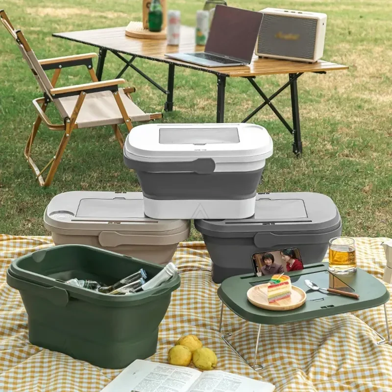 

Multifunctional Fruit Snack Basket Case Foldable Picnic Storage Box with Lid Large-capacity Equipment for Camping Spring Outing