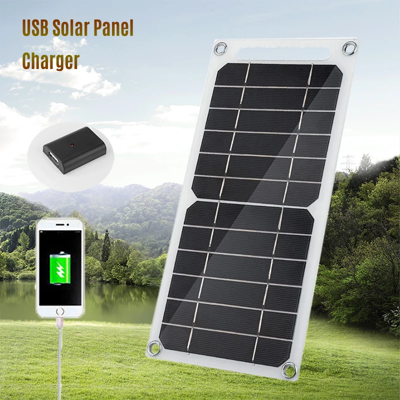 5V Solar Panel USB Waterproof Outdoor Hike Camping Portable Cells Battery Solar Charger Plate for Mobile Phone Power Bank