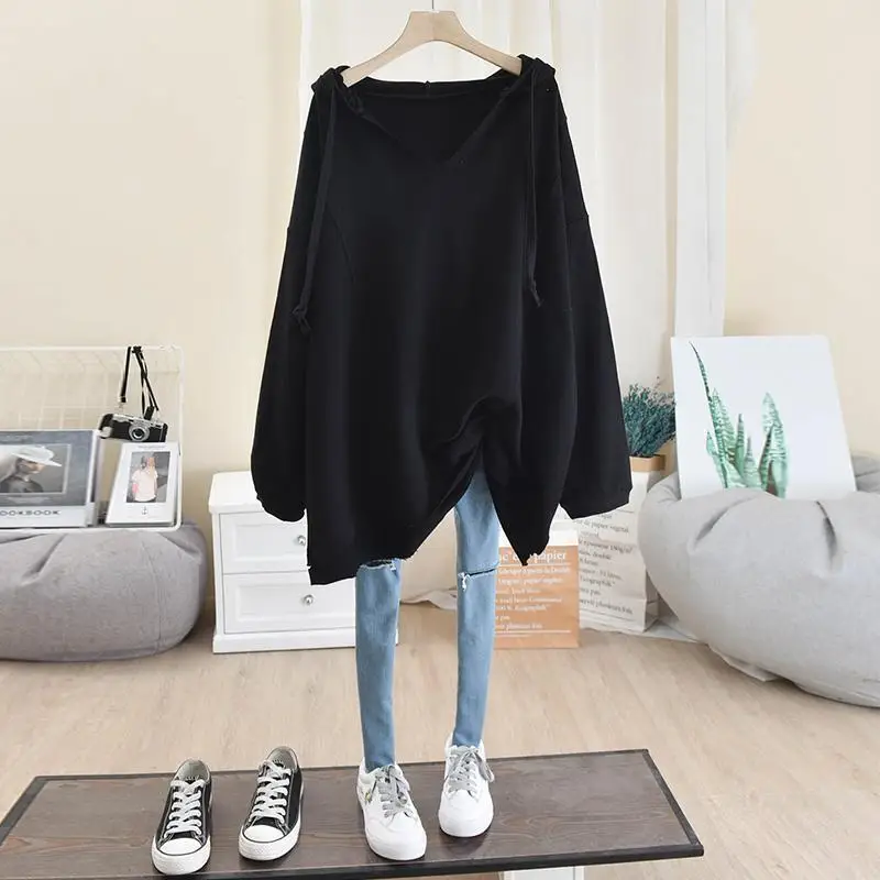 Plus Size 5XL 150kg Spring Hooded Top Women Casual Streetwear Women Long Sleeve Hoodies Outwear images - 6