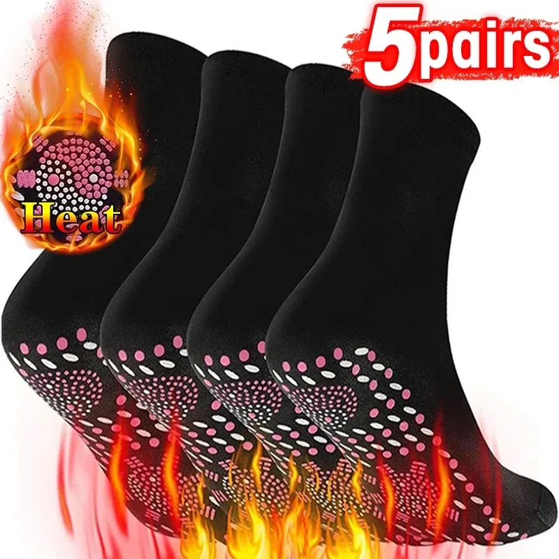 Ski Stockings 1/5pairs Tourmaline Self-Heating Socks Winter Warm Thermal Health Care Socks Slimming Health Short Sock Magnetic Therapy Sock