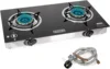 Double Burner Stove w/Auto Ignition LPG Tempered Glass Outdoor Propane Portable Camping Range 2-Burner Gas Burner 1