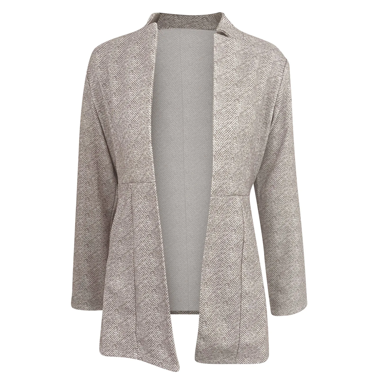 Autumn Winter Jackets For Women Coat Front Blazer Long Sleeve Stand Collar Solid Trench Business Work Jacket Outwear_voghion.com