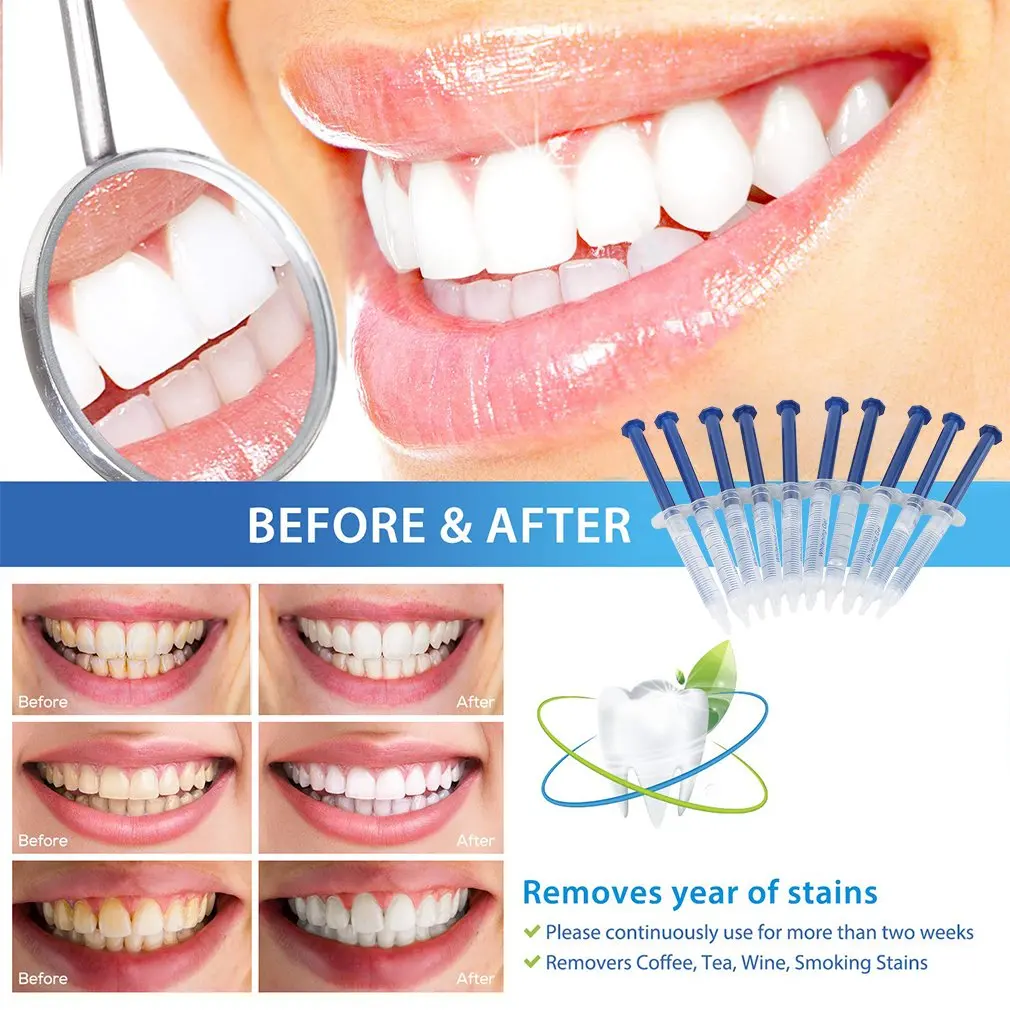 10pcs/Bag 5D Gel Teeth Whitening kit White Tooth Dental Tool Oral Hygiene Care For False Teeth Veneers 44% Peroxide teeth whitening kit