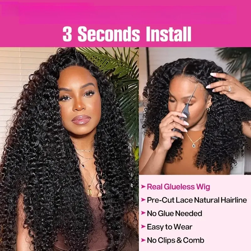 250 Density Wear And Go Deep Wave Glueless Wig Human Hair For Women 5x5 13x6 Hd Frontal Curly Lace Front Wigs On Clearance Sale