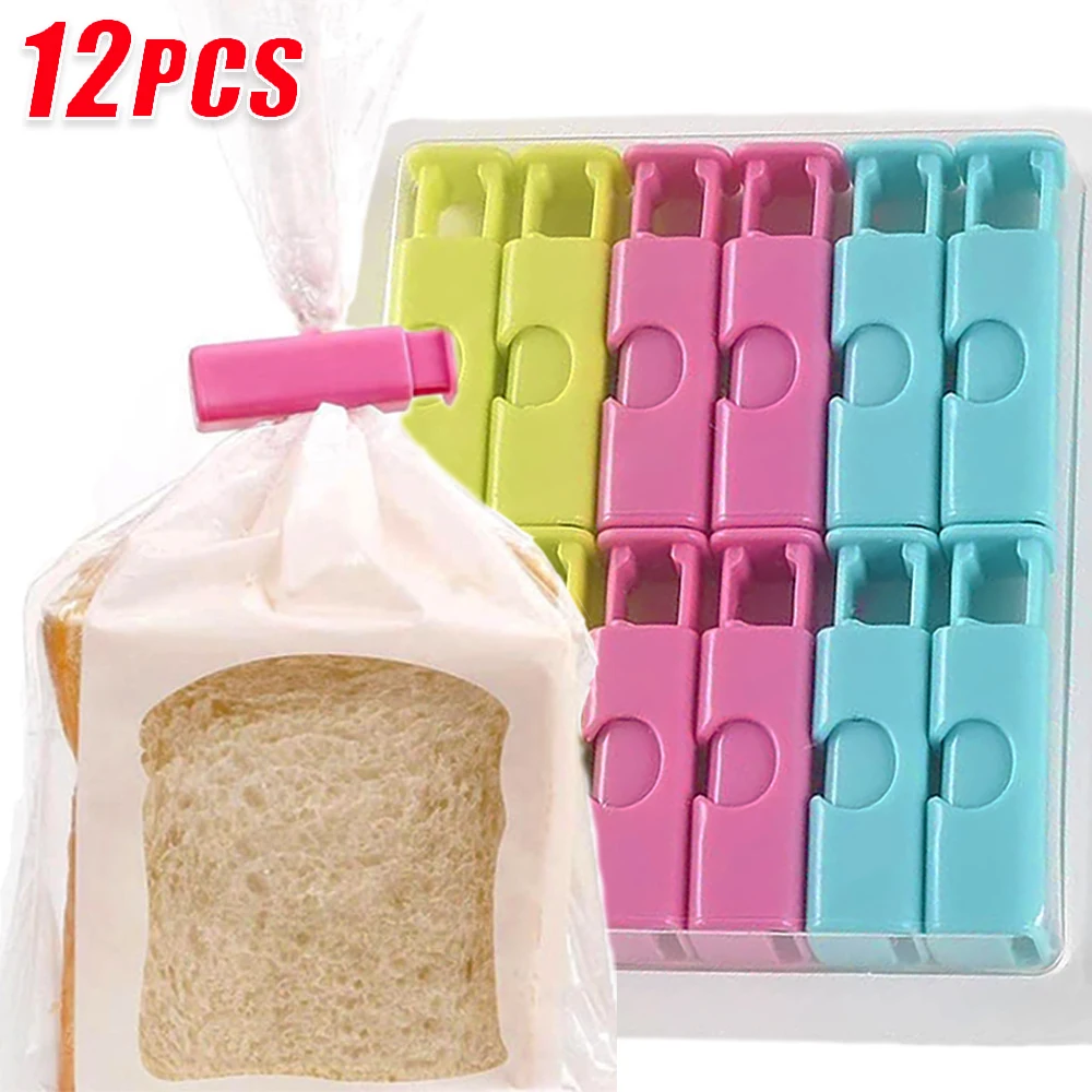 

12-1Pcs Bread Sealing Clips Reusable Food Snack Wrap Bags Spring Clamp Household Kitchen Grain Vegetable Storage Organizer Clips