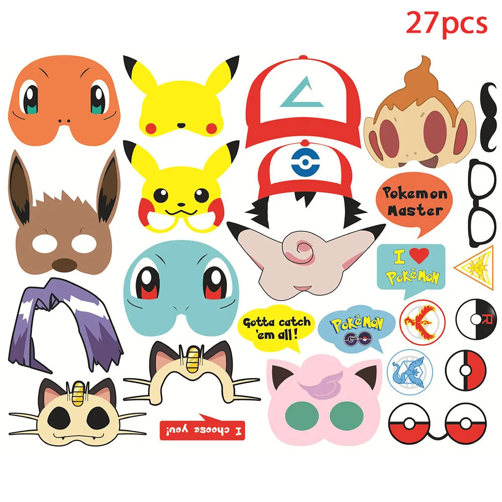 Cartoon Pikachu Theme Birthday Party Disposable Tableware Set Balloons Decorations Photo Props Background Pokemon Party Supplies party supplies