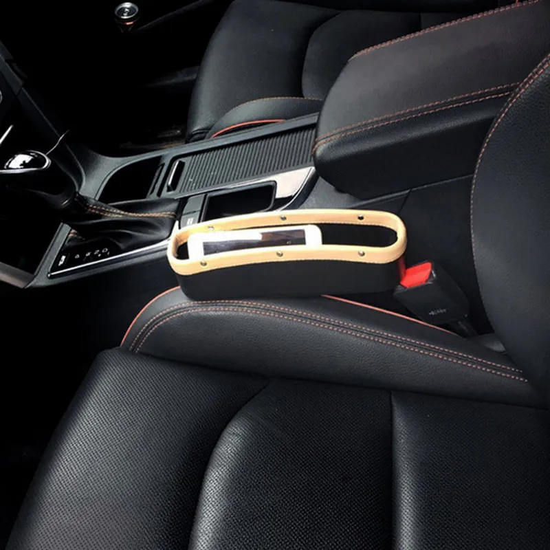 

1PC Universal Car Organizer Seat Crevice Storage Box PU Leather Car Organizer Cup Holders Auto Side Pocket Stowing Tidy UP Clips
