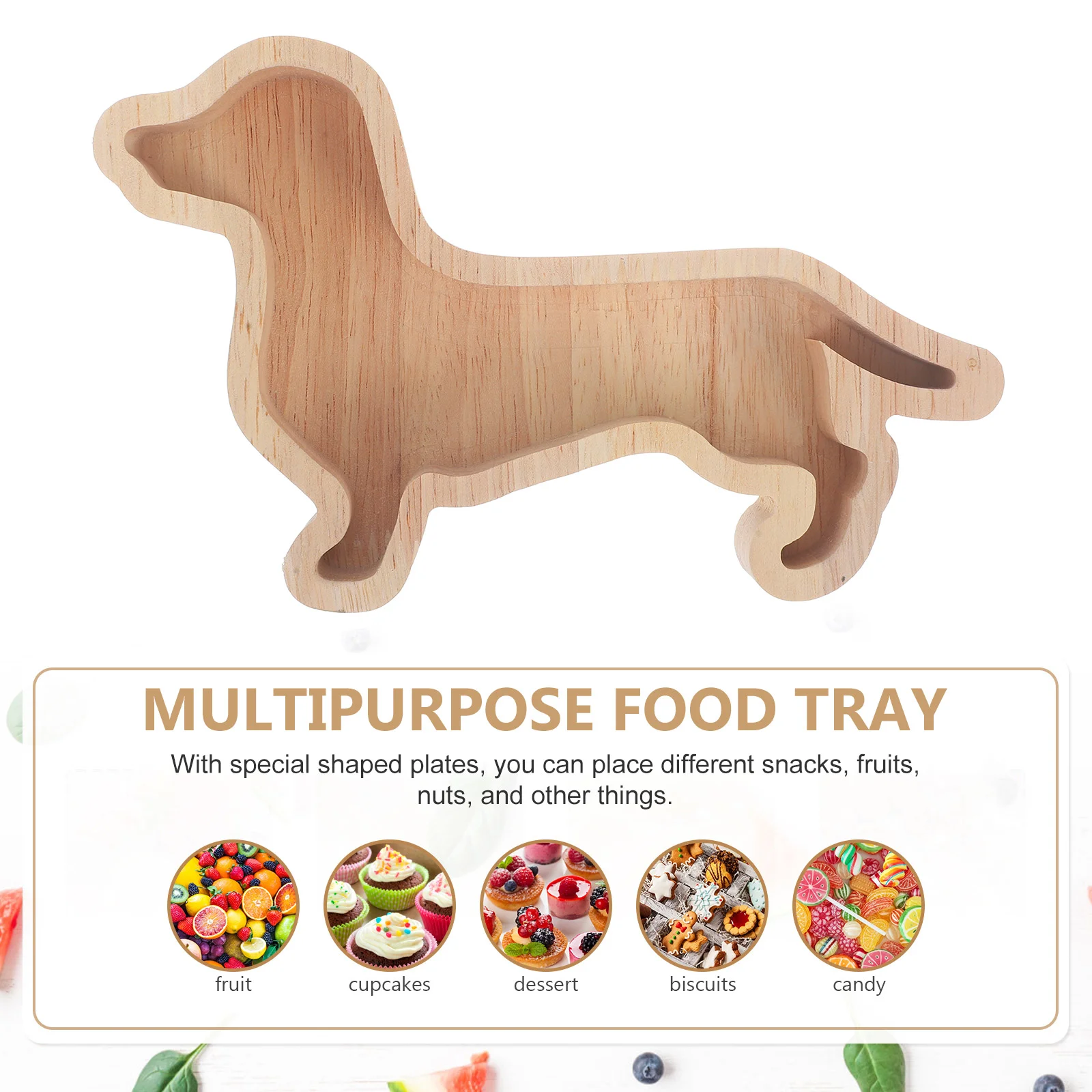 Christmas Dachshund Dog Shaped Wooden Tray Snack Plate Candy Dish Nuts Plates Dessert Plates Storage Trays Xmas Serving Tray 5