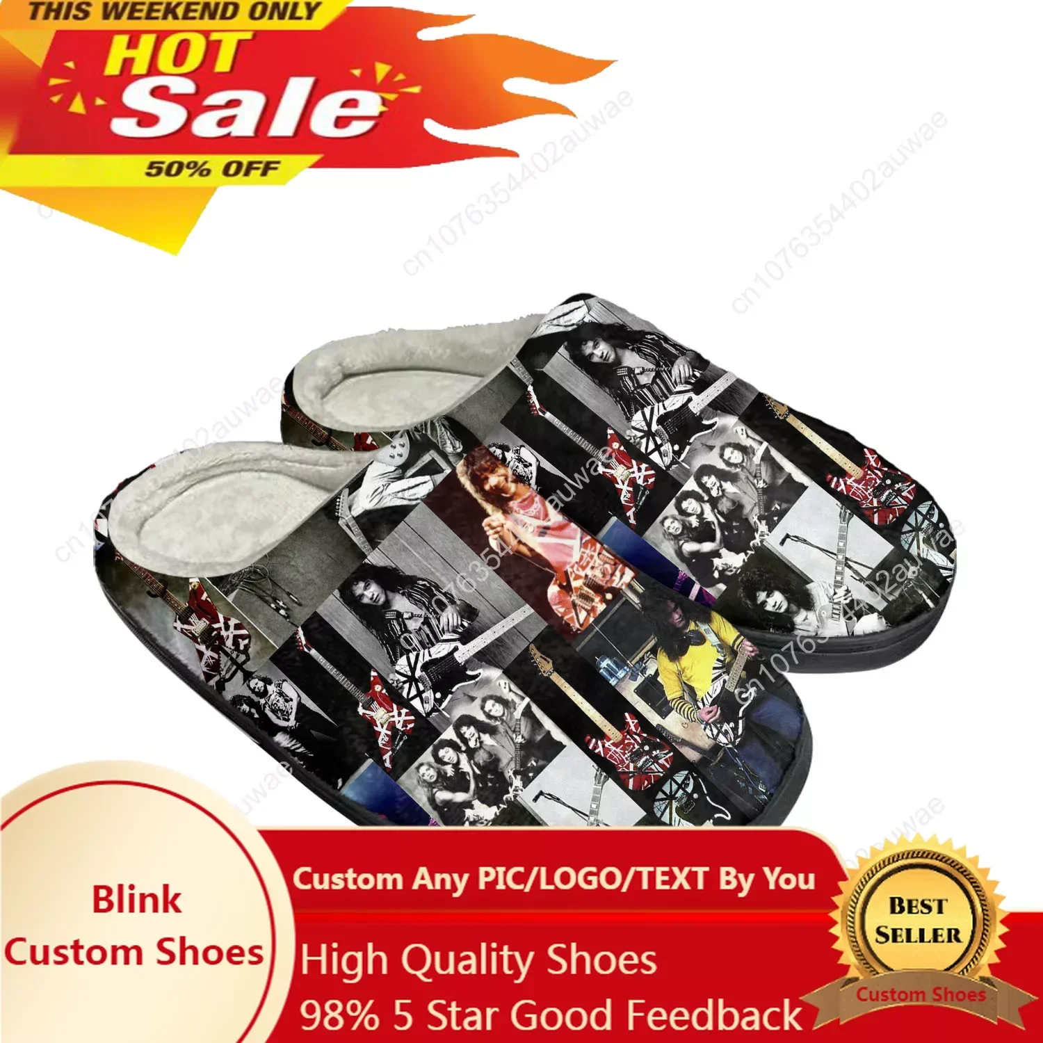 Van Evh 5150 Stripes Halen Home Cotton Slippers High Quality Mens Womens Youth Boy Girl Keep Warm Shoes Custom Thermal Slipper