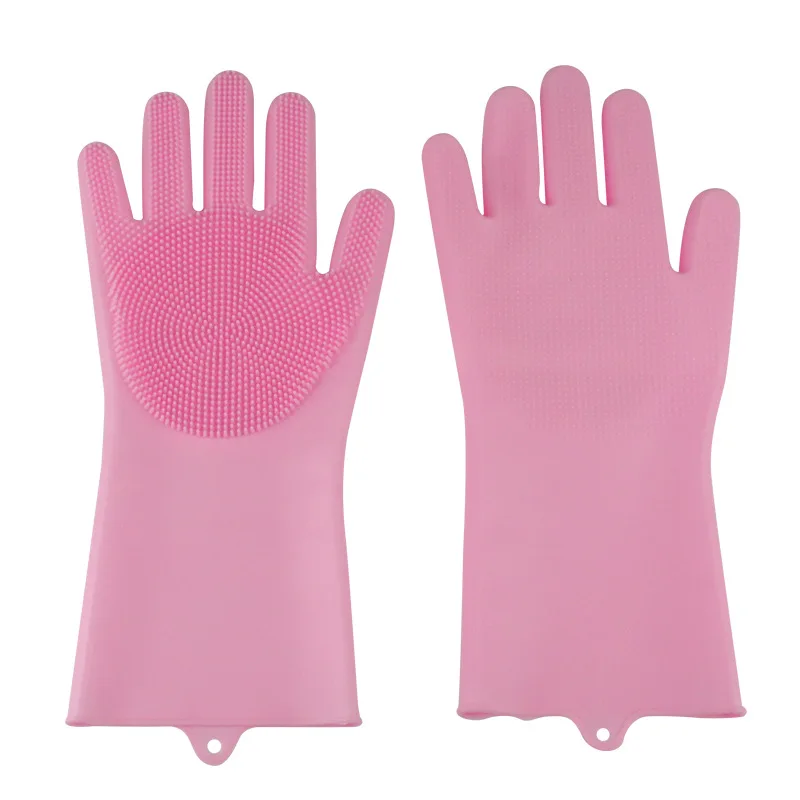 Silicone Dishwashing Gloves Household Use Kitchen Cleaning Gloves Car Washing Clothes Washing Bathing Cleaning Tools