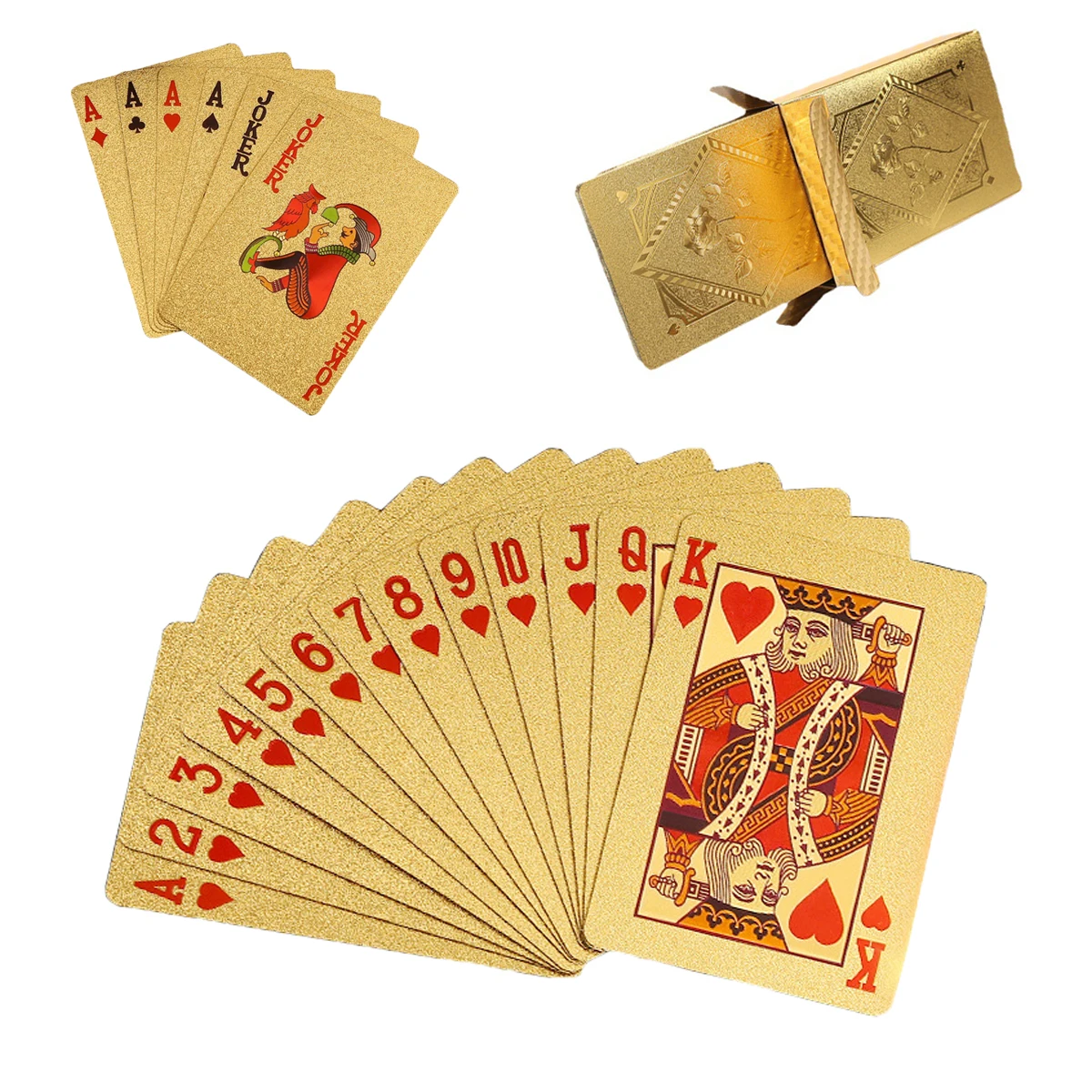 Plastic Playing Cards 55pcs High Quality Poker Cards Gold Silver Dollar Euro Golden Rose Magic Waterproof 5.7 x 8.7CM