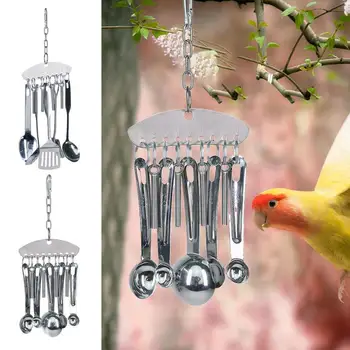 Stainless Steel Pet Bird Parrot Toy Relieving Boredom Durable Play Bird Chewing Bite Toys Pet Bird Cage Hanging Supplies fitting
