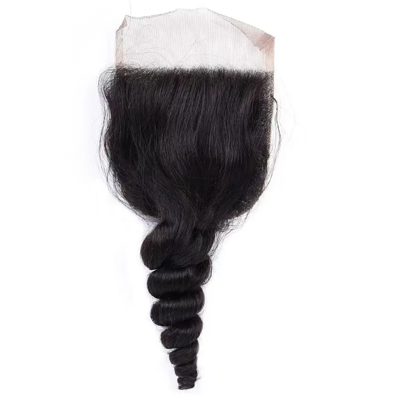 Loose Wave 4x4 Lace Closure Human Hair Pre-Plucked Natural Color Brazilian Virgin Hair Transparent Lace Closure For Women