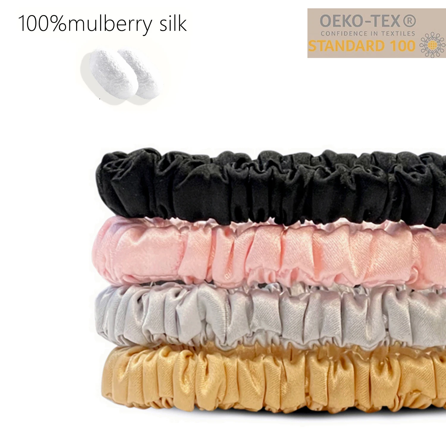4pcs 100% reine Maul beers eide Haar Scrunchie handgemachte Haar bänder Frauen Mädchen Haarschmuck reine Farbe natürliche Haar gummis Box – Detail 7