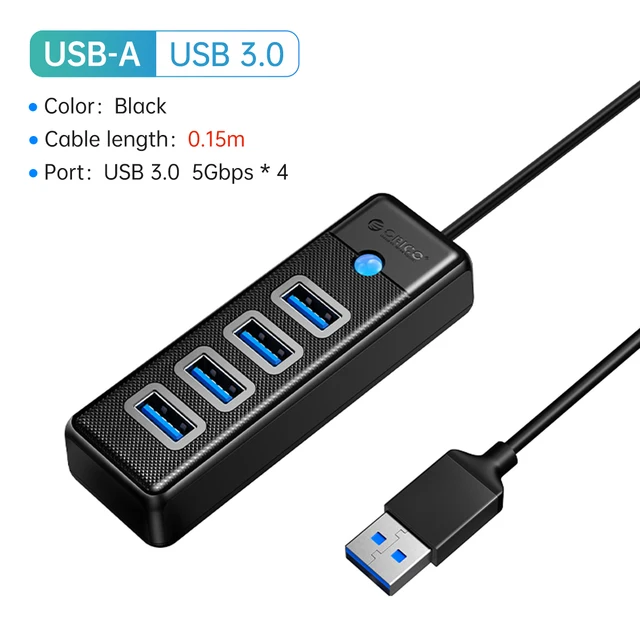  ORICO 4 Ports USB 3.0 HUB 5Gbps High Speed Multi Type C Splitter Ultra-Slim OTG Adapter For PC Computer Accessories Macbook Pro 