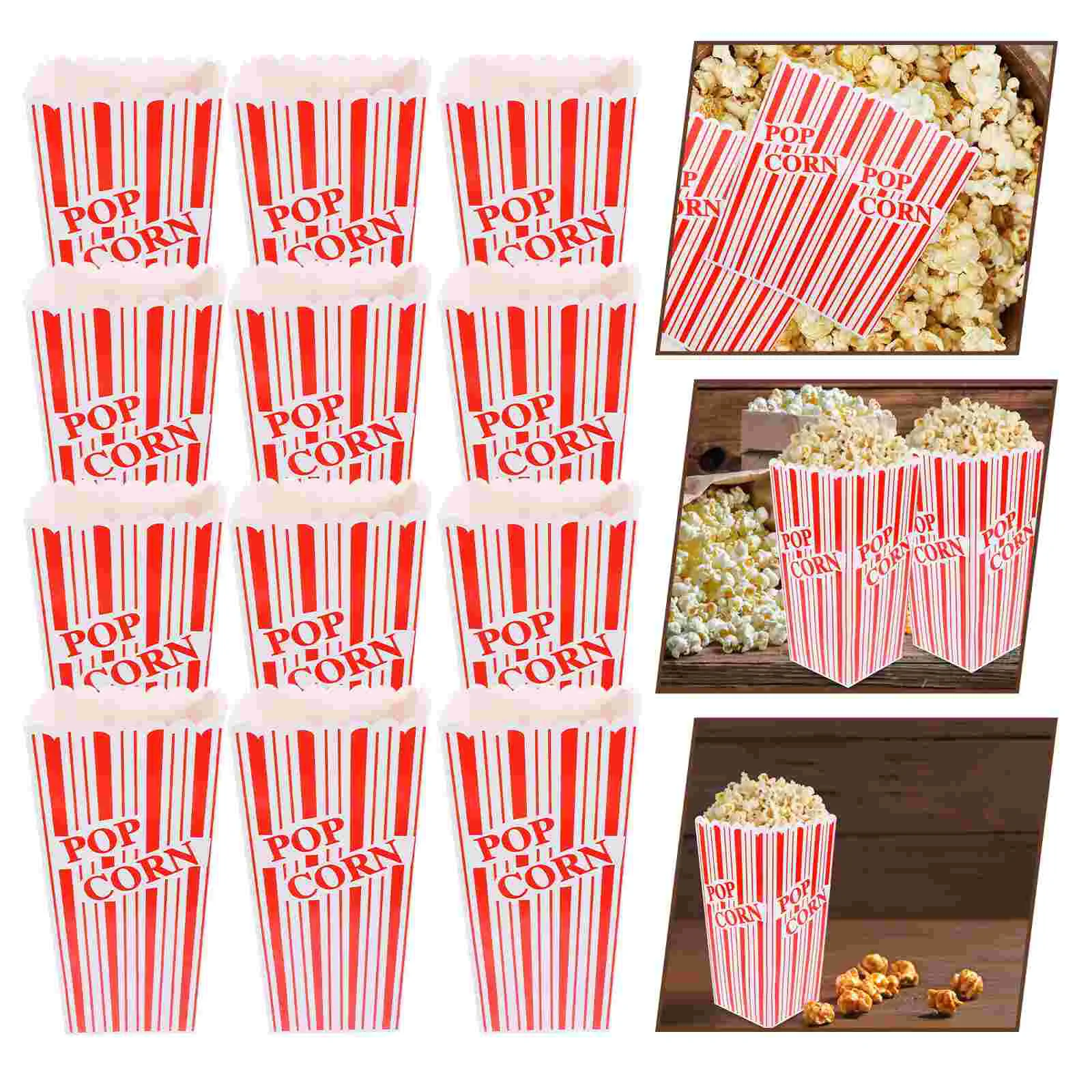 12pcs Paper Popcorn Boxes Retro Party Popcorn Containers Small Boxes Night