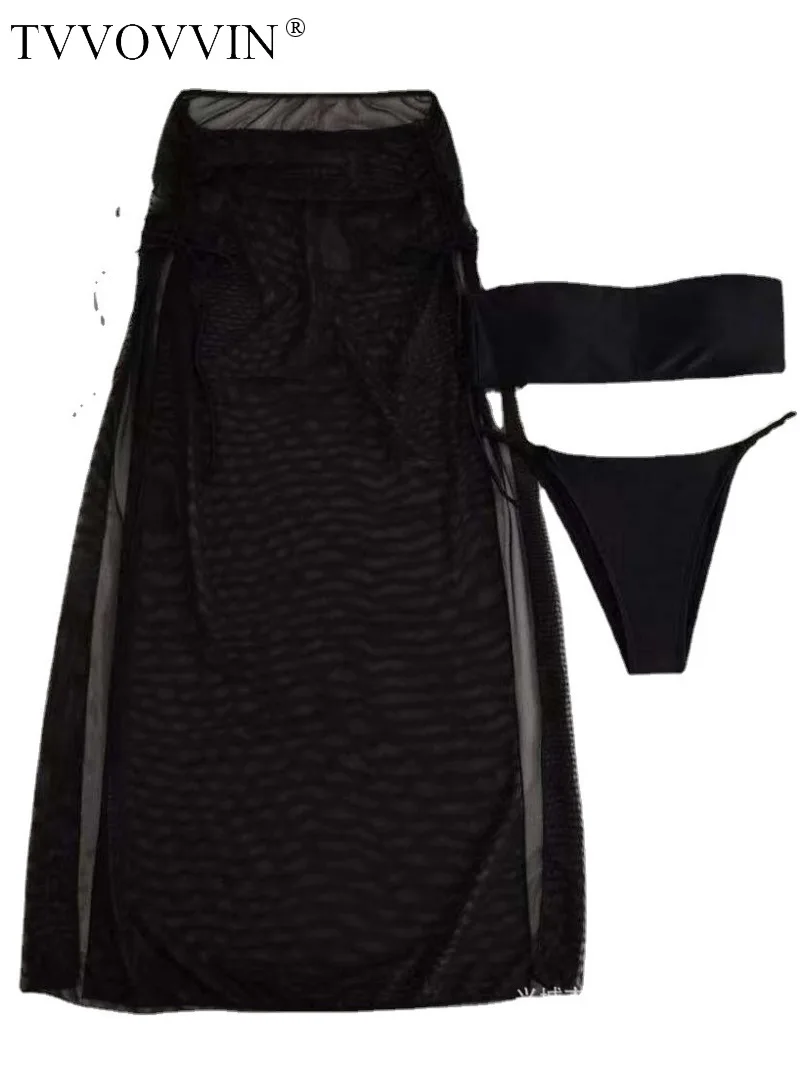 

2022 Sexy Bra Drawstring Split Tank Tops + Swimsuit Swim Hot Spring Beach Gauze Mesh Long Skirts Kroean Fashion cute sweet Z6LD