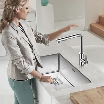 ASRAS นาโนเมตรเงินขนาดใหญ่อ่างล้างจาน 304 สแตนเลส 4 มม.ความหนา Handmade เดี่ยว Undermount อ่างล้างจาน 2