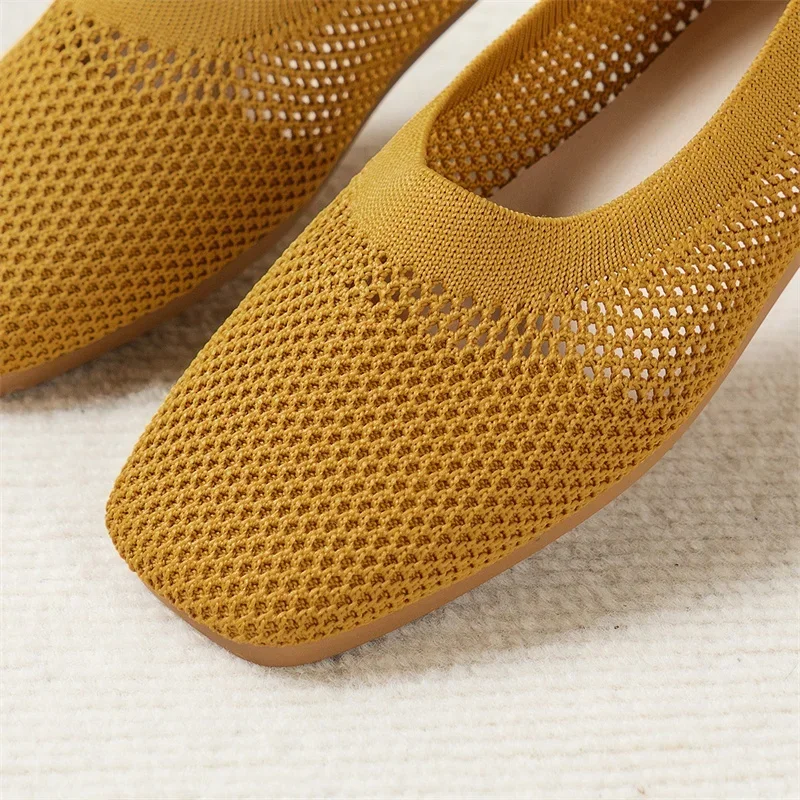 2024 WOMEN FLATS Spring Autumn Fashion Round Head Solid Light Mouth Candy Mesh Breathable Large Women's Flat Shoes Single Shoe 4