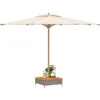 Parasol Base Cover and Coffee Table, Gray PE Rattan with Acacia Wood Top, Durable and Stylish 27.6" x 27.6" x 9.8" 5