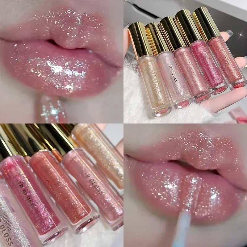 Specchio Idratante Pearl Glitter Lip Oil Long-Lasting Plumping Gloss Lip Tint Makeup Sparkle Water Light Glaze Rossetti Liquidi