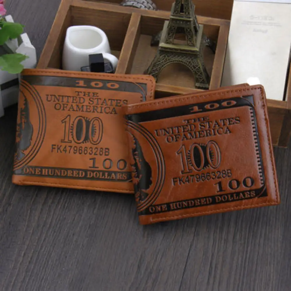 Leather Wallet Fashion Dollar Bill Pattern Bifold Purse