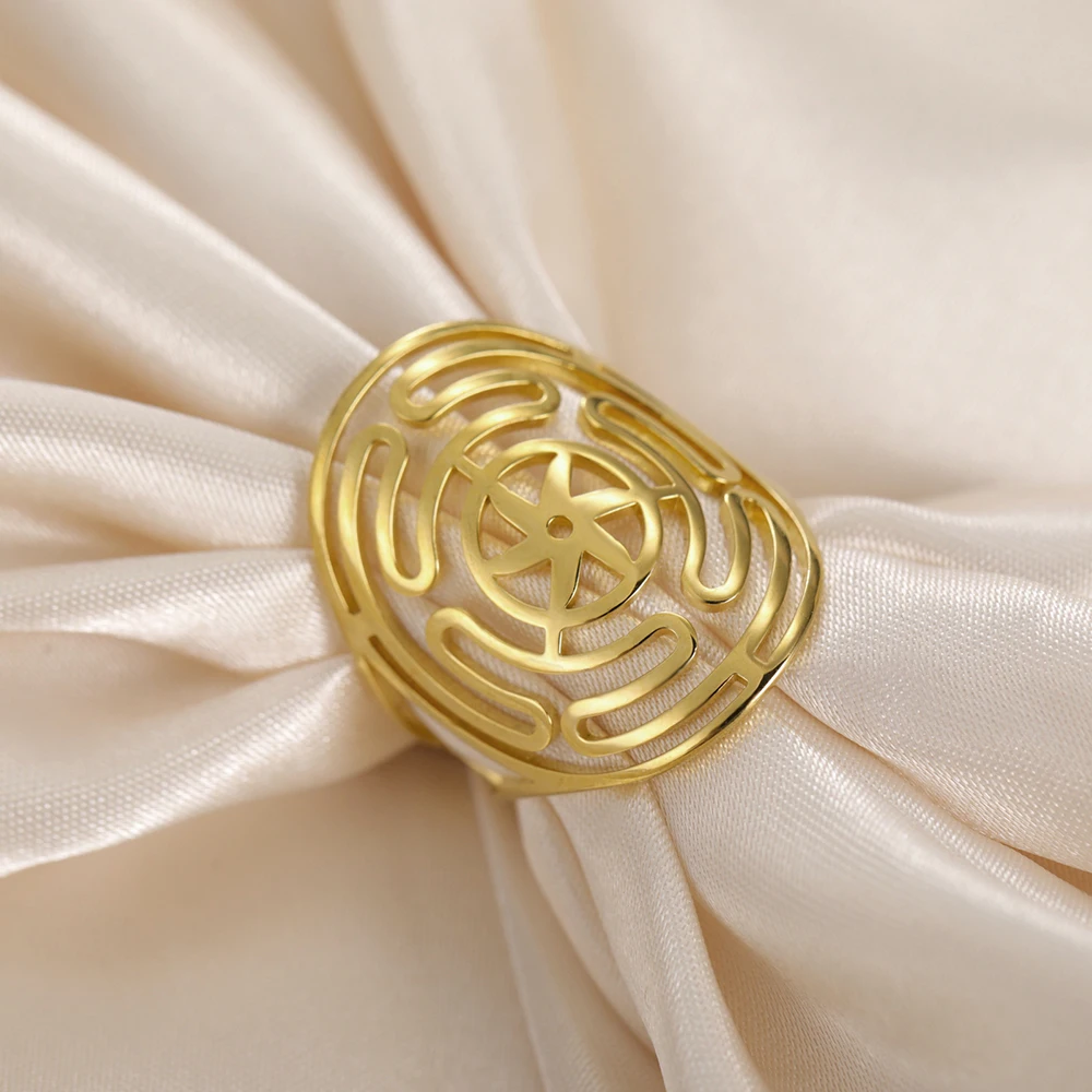 Dawapara Hekate Wheel Antiker griechischer Göttin Verstellbarer Ring Magisches Symbol Kabbalah Amulett Edelstahlschmuck – Detail 10