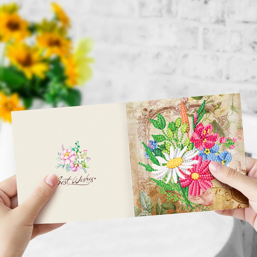 8Pcs/set DIY Diamond Painting Greeting Cards Christmas Birthday Postcards 5D DIY Kids Festival Embroidery Greet Cards Gift
