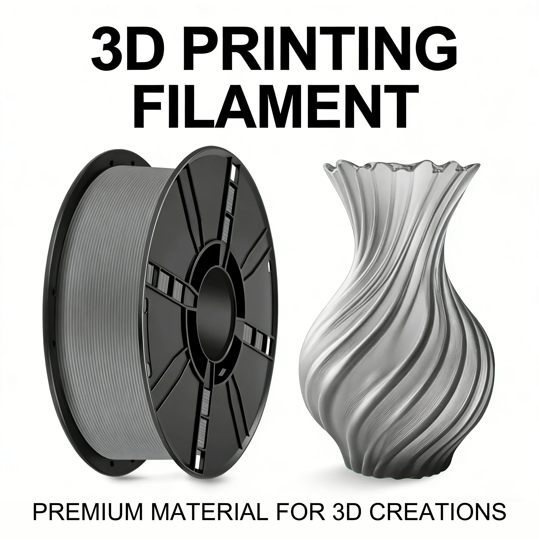 3D 프린팅용 PLA 무광 마감 소모품, 고강도 FDM 소재, 1.75mm 두께, 1kg 무게, 깔끔하게 정렬된 필라멘트