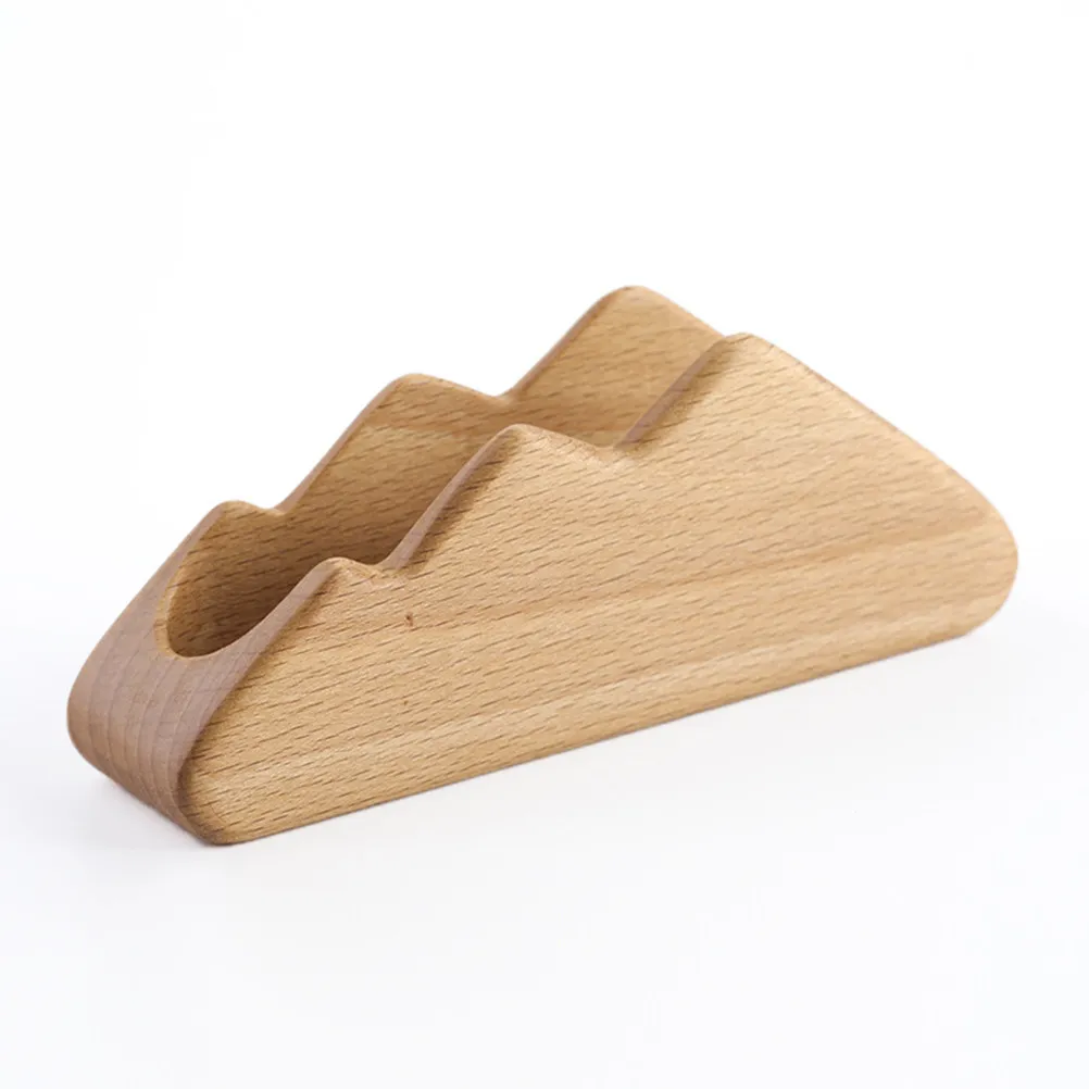 1Pcs 독특한 산악 스타일 단단한 나무 명함 홀더 튼튼한 책상 주최자 사무실을위한 천연 너도밤 나무 디스플레이 스탠드