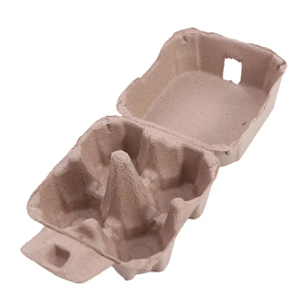10Pcs Creative 4 Grids Paper Pulp Egg Cartons Space Saving Stackable Chicken Eggs Tray Reusable Egg Containers Restaurant 4