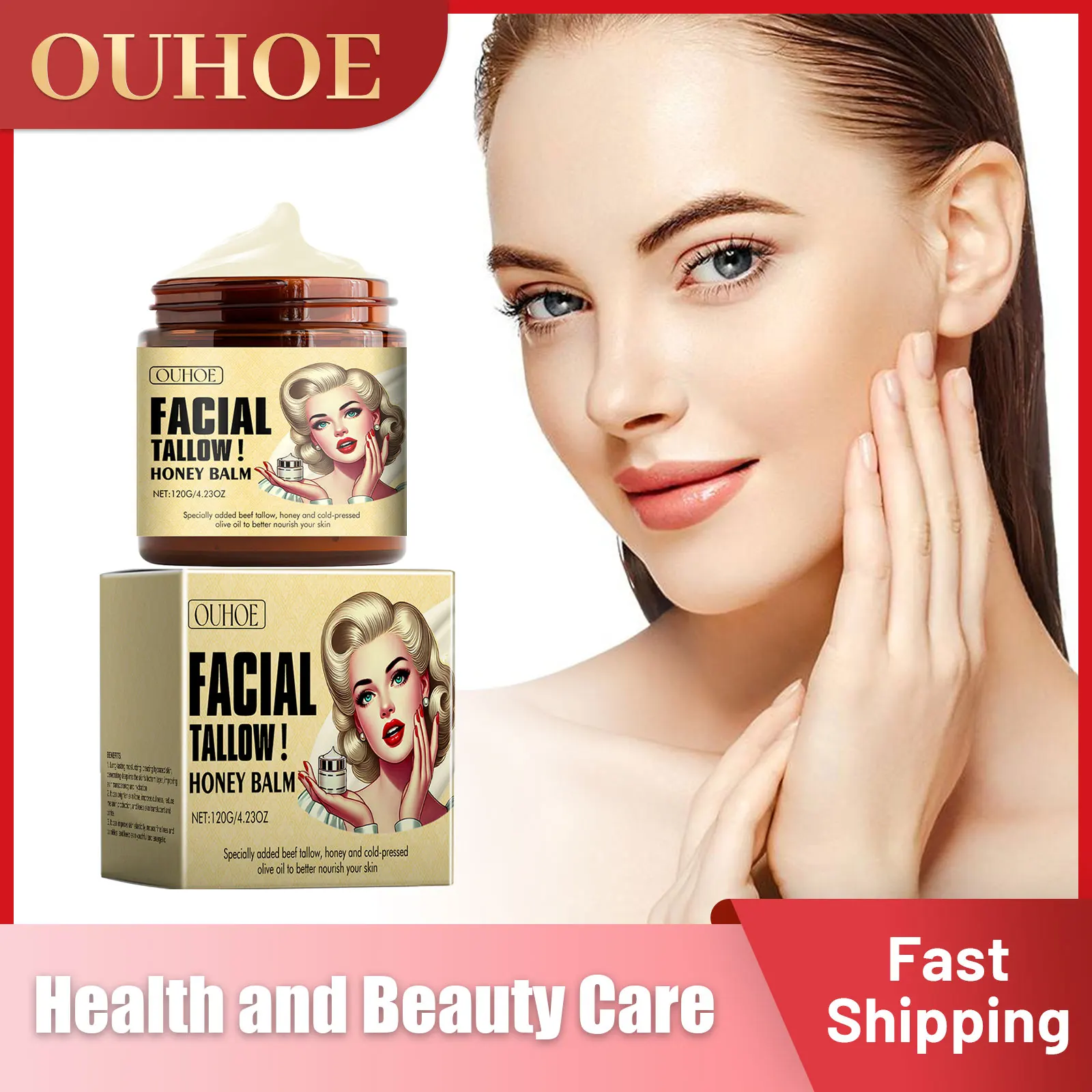 

Tallow Honey Balm Fine Lines Removal Lifting Firming Tighten Smooth Improve Puffiness Hydrating Nourish Moisturizing Face Cream