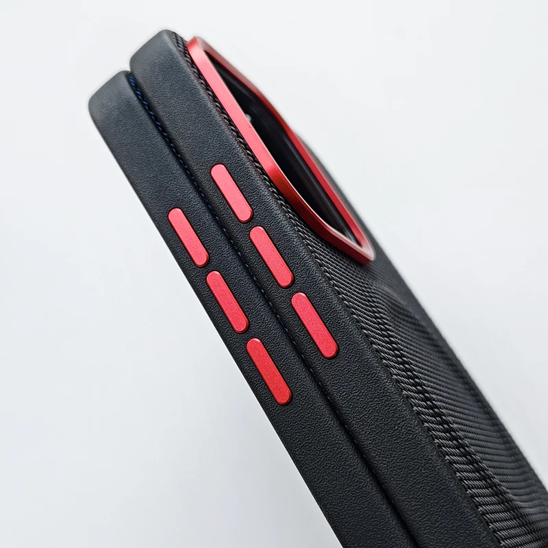 Luxury Weave Magnetic Leather Case with Wireless Charging and Anti-fall Protection