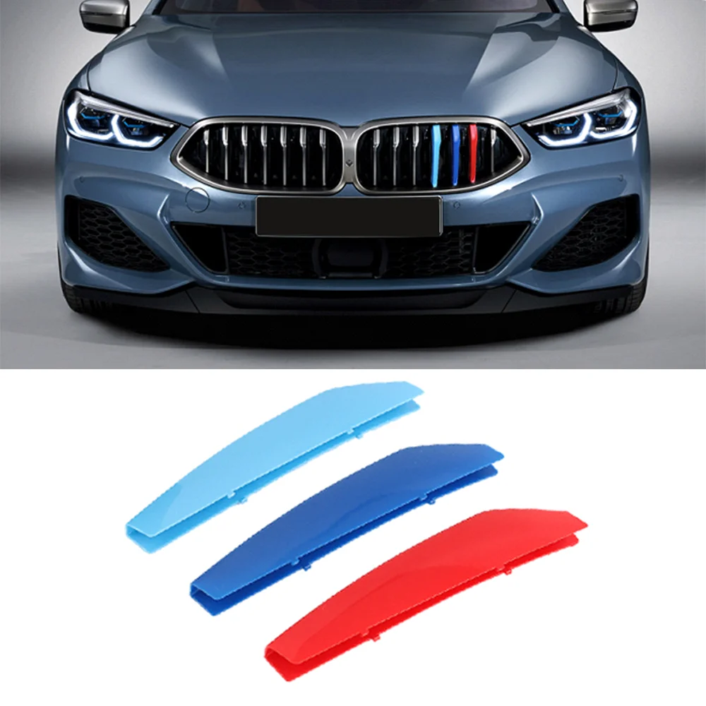

3PCS Car Front Grille Trim Bumper Cover Strip 3D M Styling Cover Stickers for BMW 8 Series G15 2019 Auto Accessories Decor
