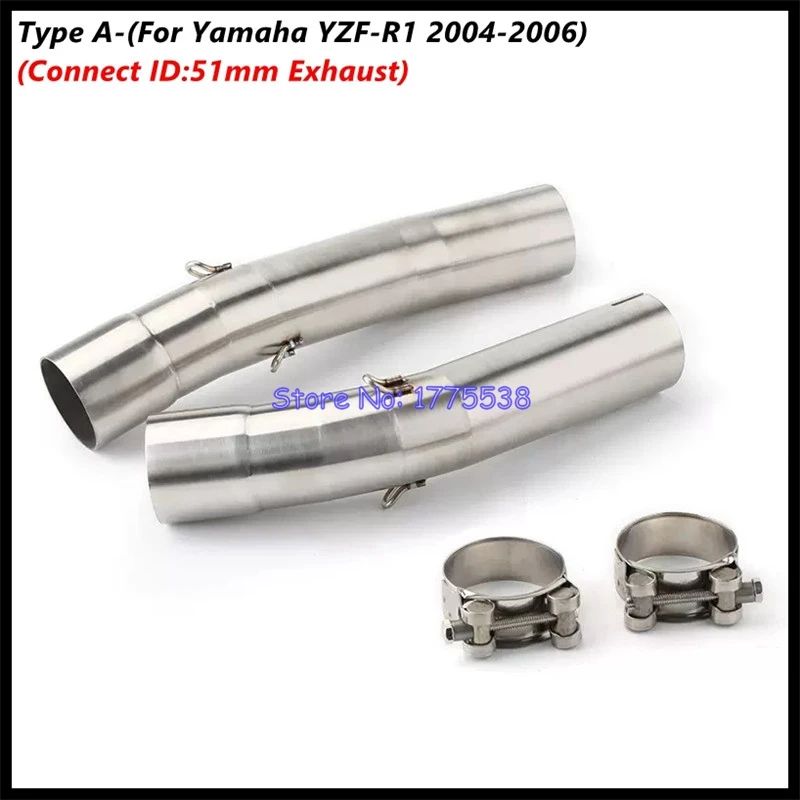 For Yamaha YZF-R1 2004-2014 Motorcycle Exhaust Muffler Middle Link Pipe Connect ID:51mm Exhaust Escape Moto Muffler Pot - Image 2