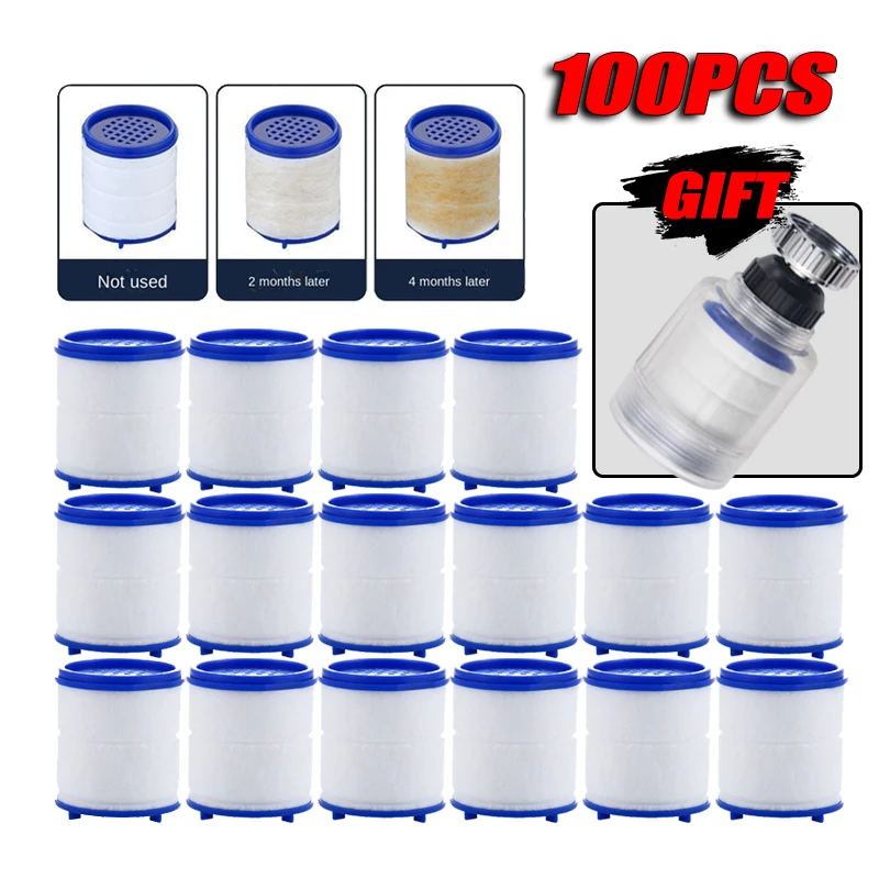 100 Stuks Keuken Kraan Filter Douche Water Filter Cartridge Schoon Dual Cartridge Pp Katoenen Filter Huis Waterzuiveringseenheid