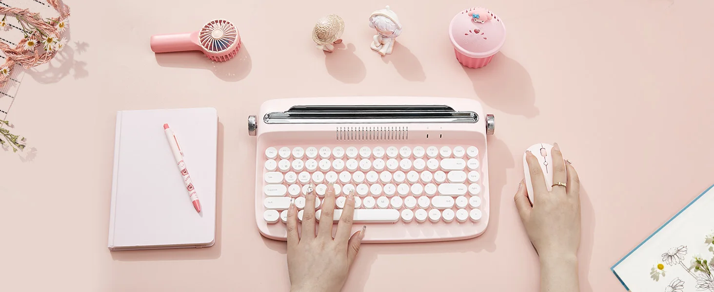 Bluetooth, teclado estético, suporte integrado para vários