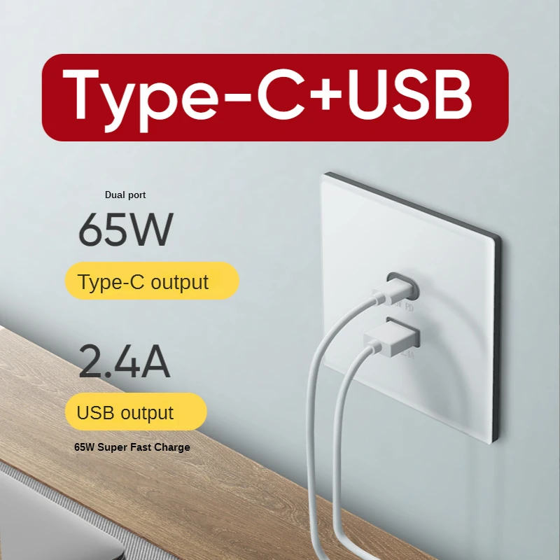 Universal 30w Quickcharge Wall Usb Plug Socket, 65w Typec Port Power