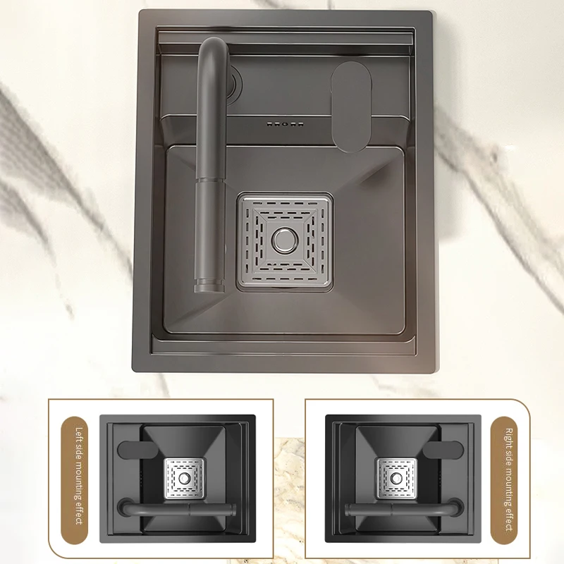 Hidden Bar Sink Stainless Steel Kitchen Sink Apartment Small Single Slot Touring Car Dishwashing Sink With Cover Plat Wash Basin 2