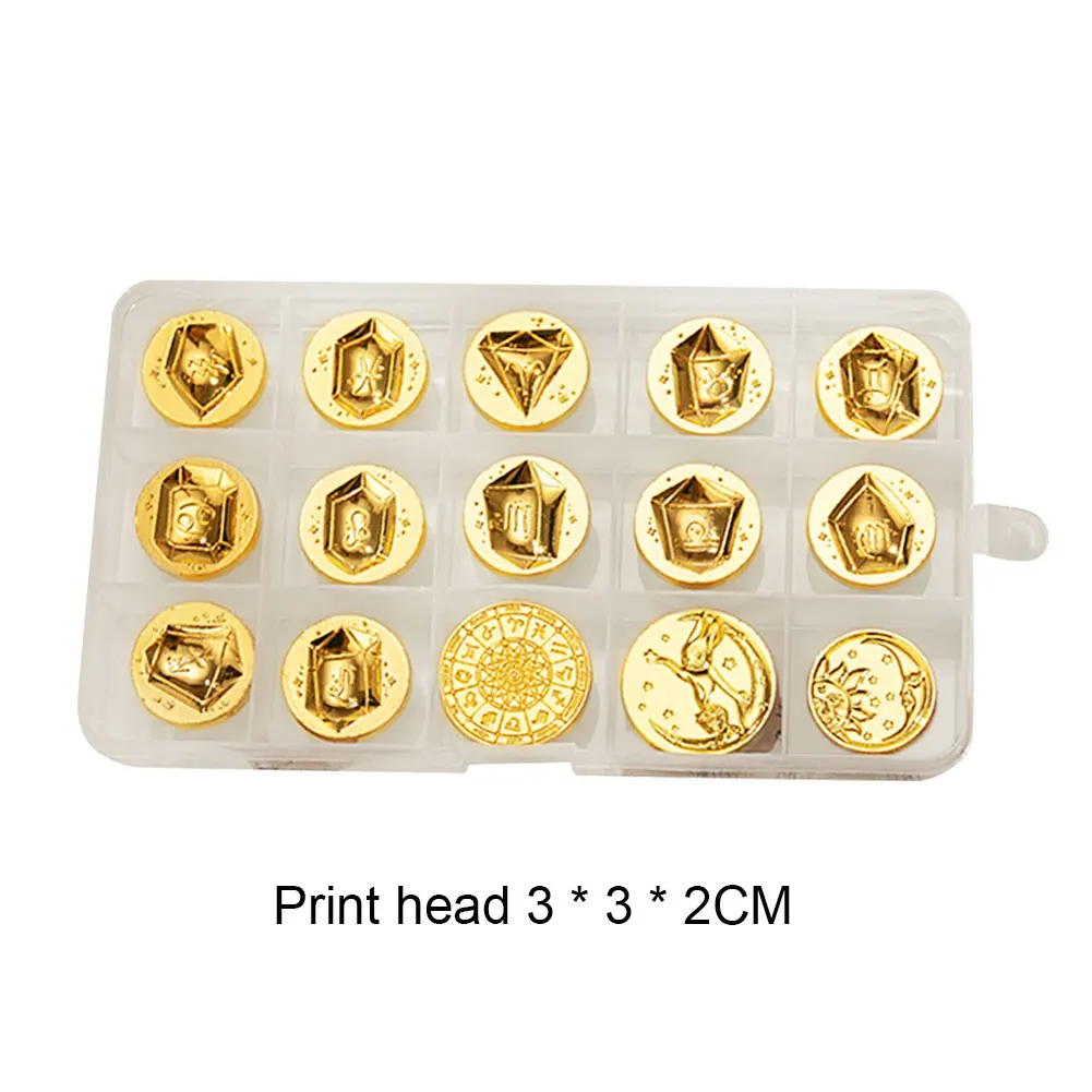15pcs DIY Art Seal Head Multipurpose Embossed Seal Head Ornamental Wax Stamp Craft Supplies for Packaging Scrapbooking