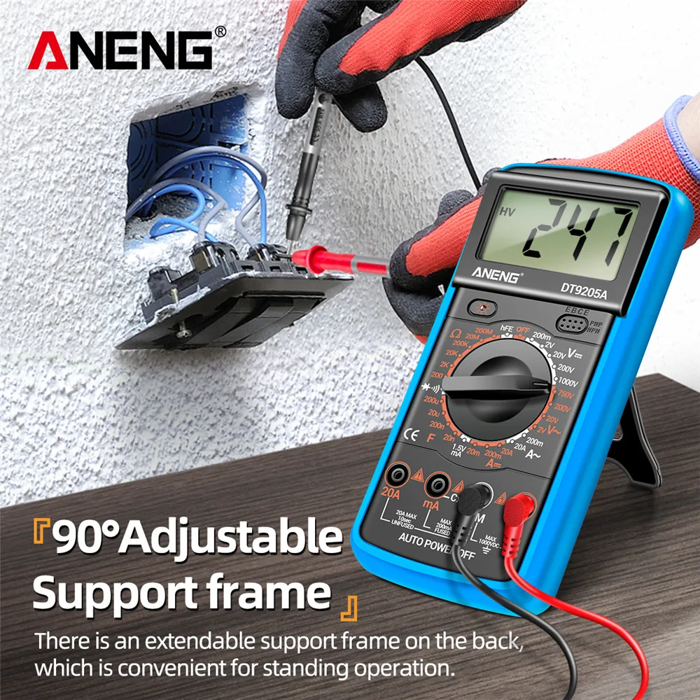 휴대용 멀티미터 테스터 ANENG DT9205A-12 고정밀 디지털 전문 전압 전류 측정기/가정용 DIY 도구
