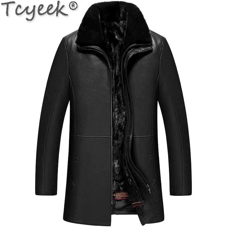 

Tcyeek Winter Genuine Leather Jacket Men Clothing Cowhide Mink Liner Detachable Coat Warm Male Fur Jacket Chaquetas Hombre Lq