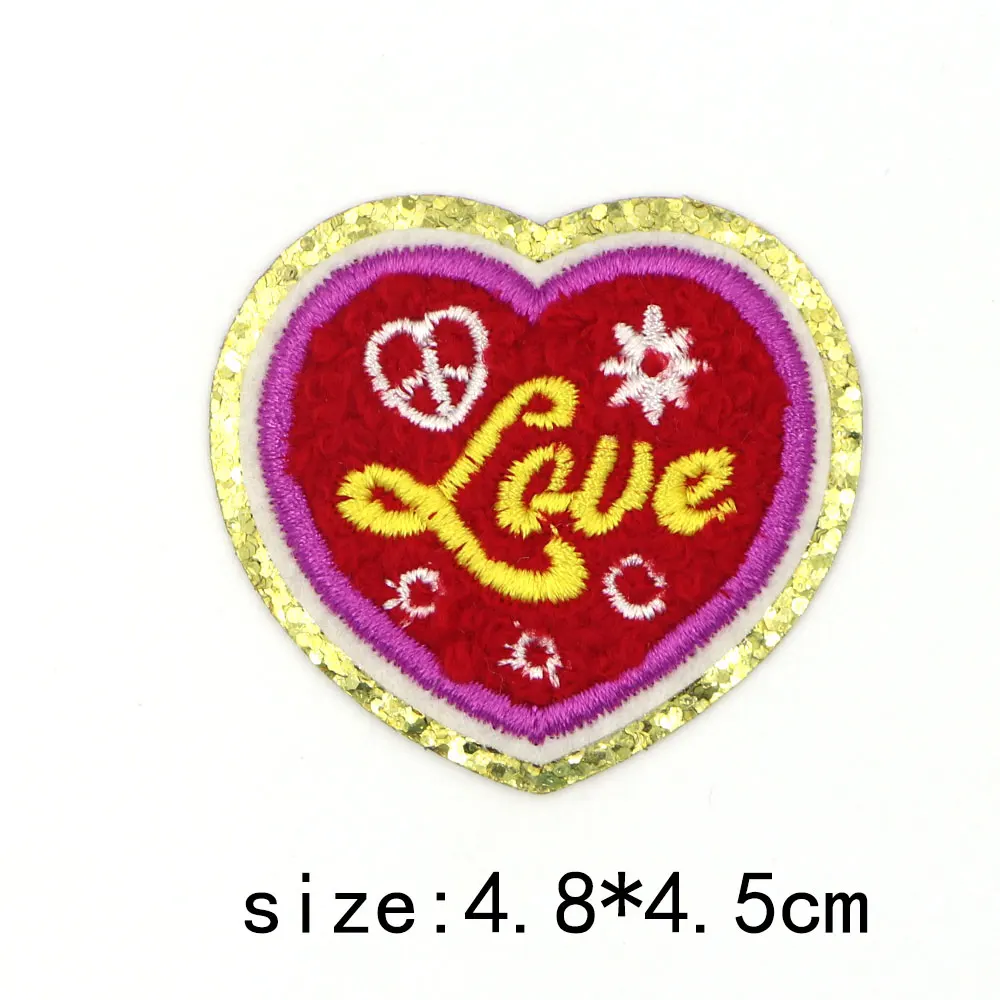 1pc goldene Kante runde Chenille Handtuch bestickt Eisen auf Patches für Kleidung Hut Kleidungs stück Applikation Dekor Aufkleber Handwerk Abzeichen – Detail 18