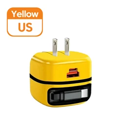 High - Power USB - C Fast Charging Portable Charger with 65W USB Adapter - US Yellow