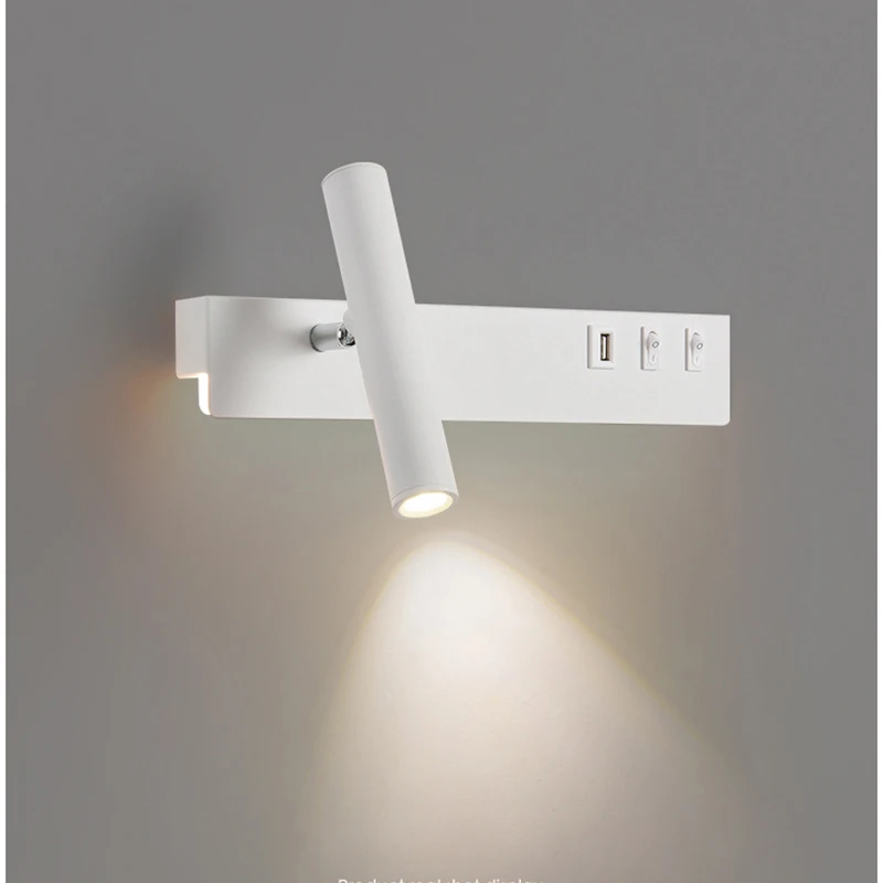 머리맡 독서 벽 램프 북유럽 현대 LED 벽 조명 스위치 USB 실내 조명 룸 장식 침실 거실 Sconce
