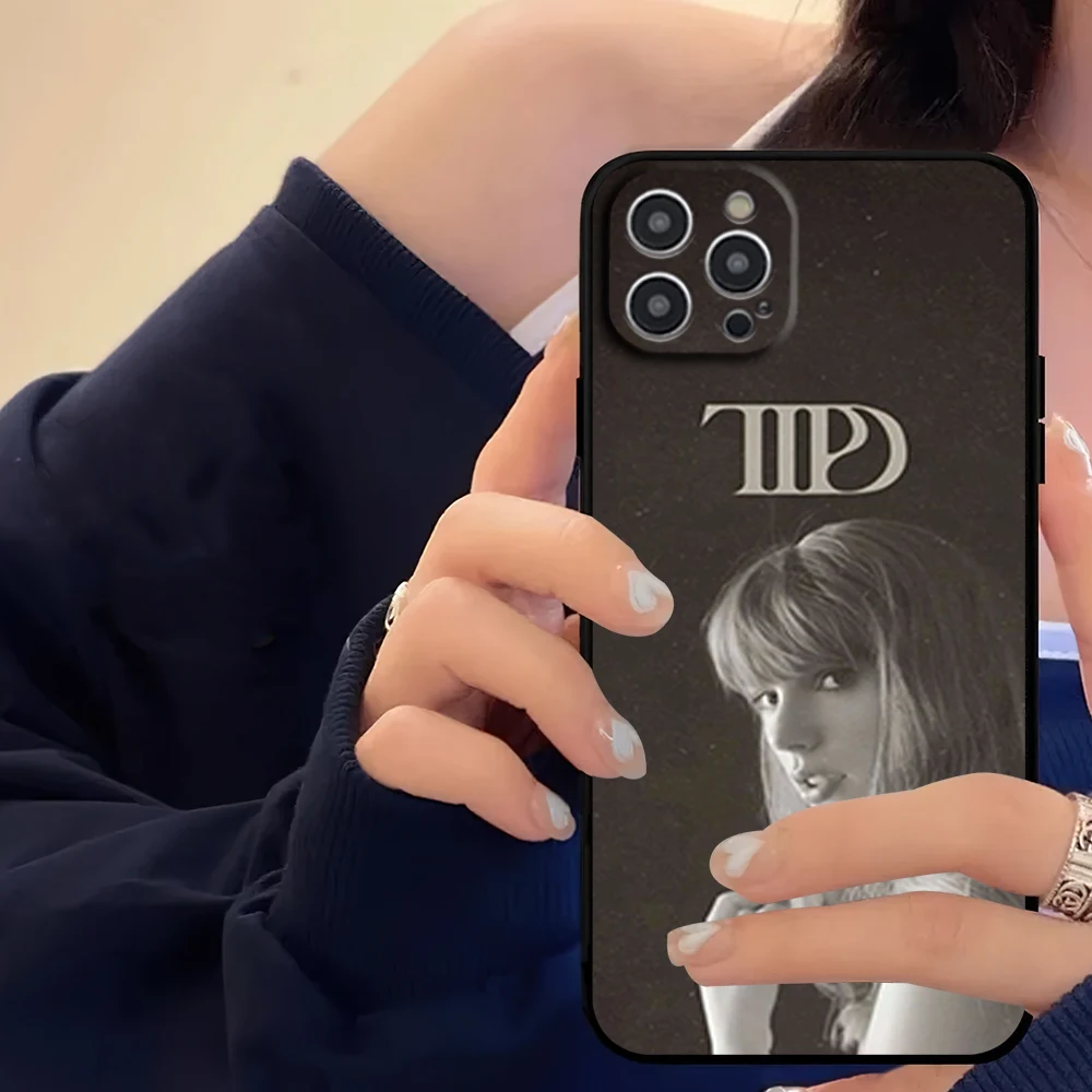 thumbnail image 1 of Funda para teléfono Singer T-Taylor S-SwiftS TTPD para iPhone 16 11 12 13 14 15 Pro Max Plus, carcasa blanda negra, 1 of 4