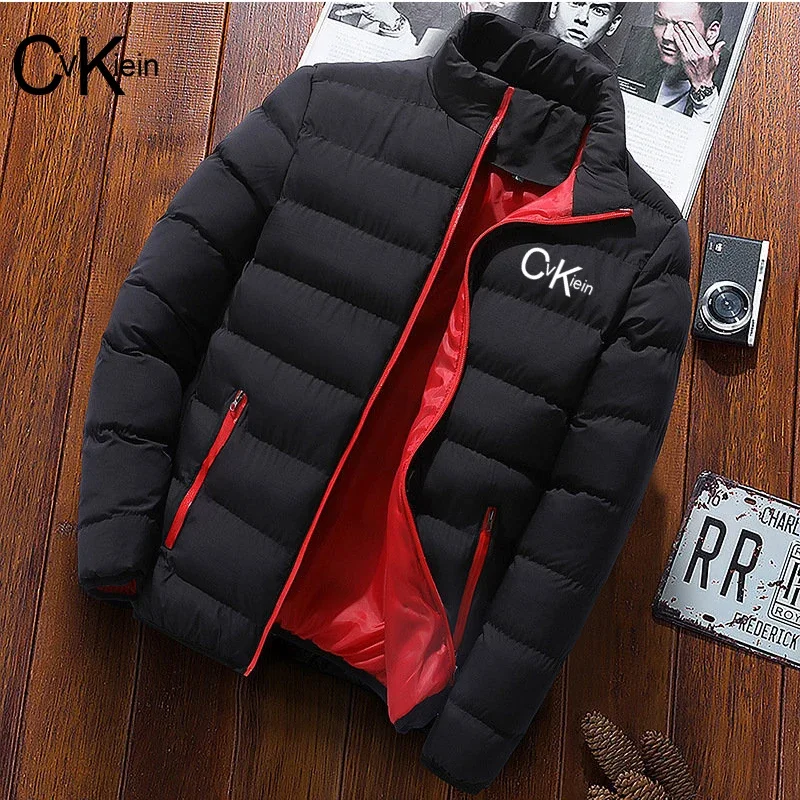 

Толстая и теплая Мужская ветровка, хлопковая пуховая куртка, зимняя повседневная куртка, с воротником, сплошной цвет, новинка