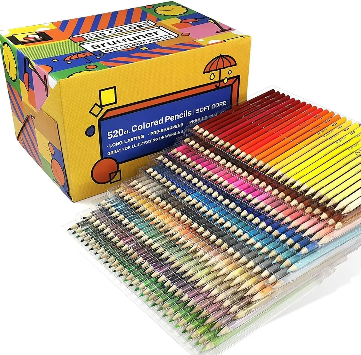 Brutfuner 520pcs Oil Colored Pencils Drawing Pencil Set Soft Sketch Color Pencil Gift Box For Children Painting Art Supplies